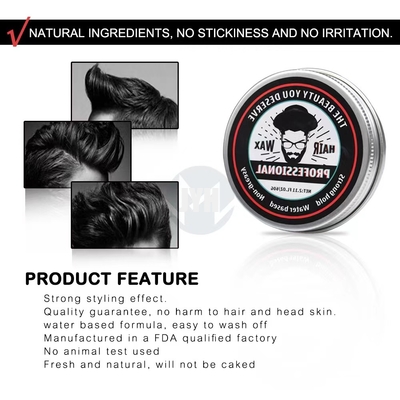 60g/pc Mens Cream Pomade Medium Hold Water Based All Day Hold Premium Hair Styling Wax