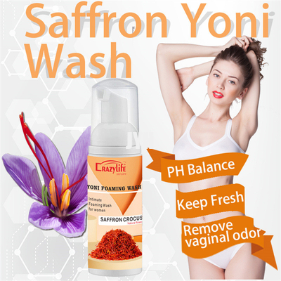 GMPC OEM Skin Care Products 100% Vegan Soothing Saffron Yoni Feminine Foaming Care Wash