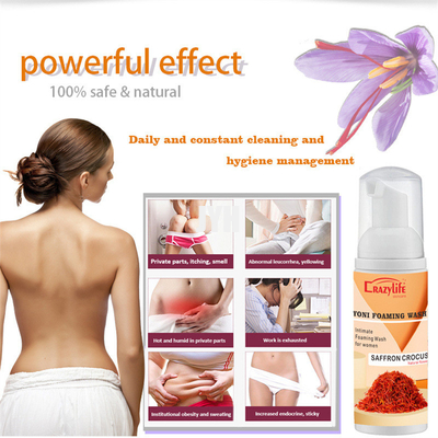 GMPC OEM Skin Care Products 100% Vegan Soothing Saffron Yoni Feminine Foaming Care Wash